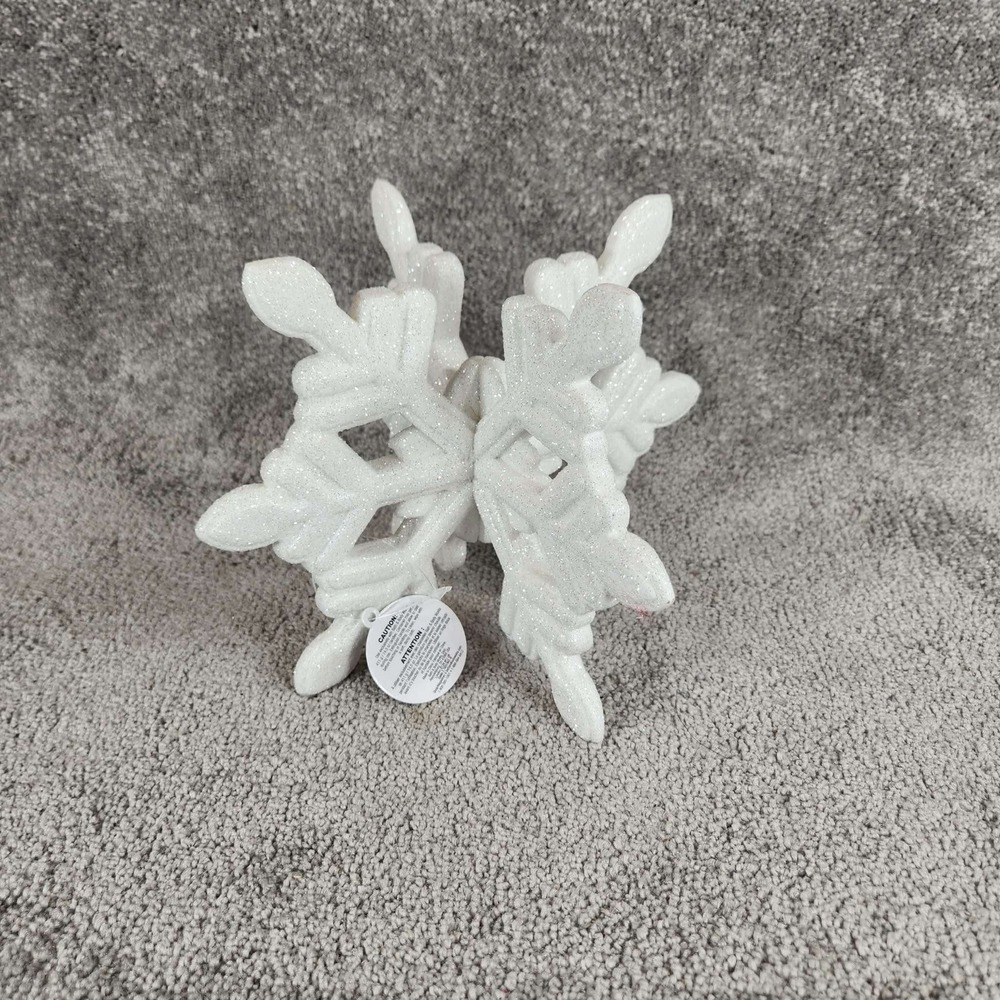 Bath‎ & Body Works Candle Holder White Glitter Snowflake Holiday Decor OS